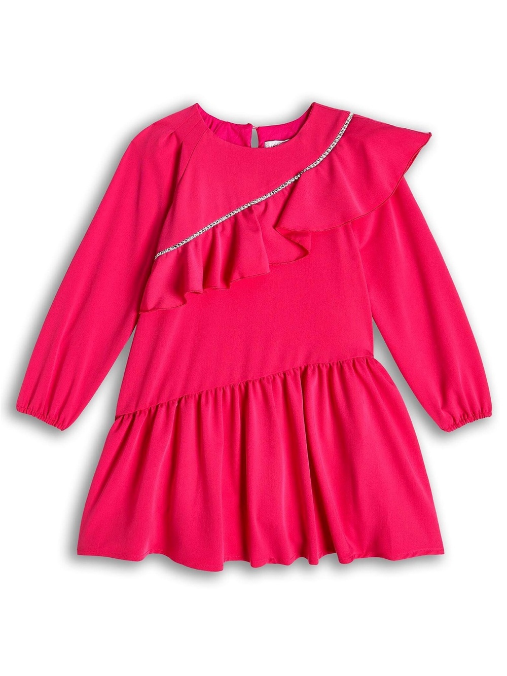 Monnalisa Fuchsia Pink Ruffle Crystal Dress Girls Size 12Y NWT